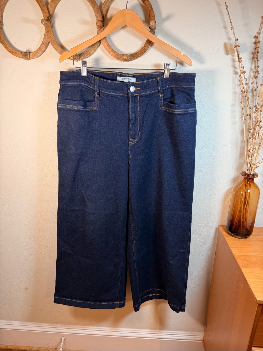 Belle Isle by Torrid Dark Wash Wide Leg Crop Jeans Women’s 16 Stretch Denim